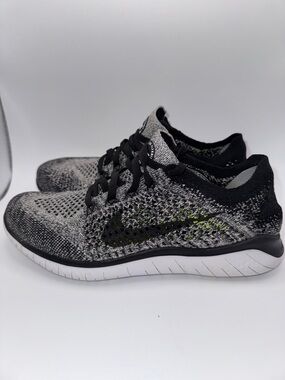 Nike Free RN Flyknit 2018 Oreo Black White Running Sneaker Womens 7 942839